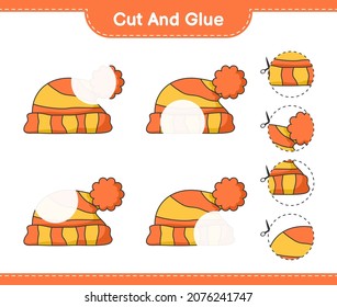 Cut and glue, cut parts of Hat and glue them. Educational children game, printable worksheet, vector illustration