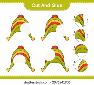 Cut and glue, cut parts of Hat and glue them. Educational children game, printable worksheet, vector illustration