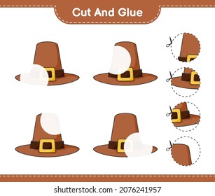 Cut and glue, cut parts of Hat and glue them. Educational children game, printable worksheet, vector illustration