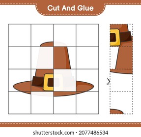 Cut and glue, cut parts of Hat and glue them. Educational children game, printable worksheet, vector illustration
