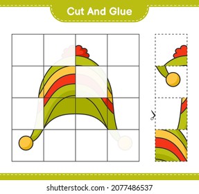 Cut and glue, cut parts of Hat and glue them. Educational children game, printable worksheet, vector illustration