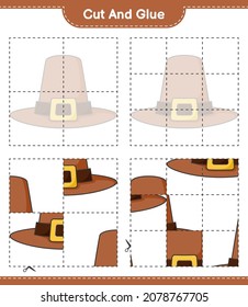 Cut and glue, cut parts of Hat and glue them. Educational children game, printable worksheet, vector illustration