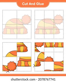 Cut and glue, cut parts of Hat and glue them. Educational children game, printable worksheet, vector illustration