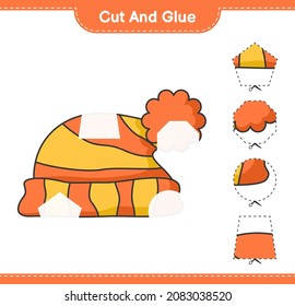 Cut and glue, cut parts of Hat and glue them. Educational children game, printable worksheet, vector illustration