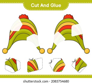 Cut and glue, cut parts of Hat and glue them. Educational children game, printable worksheet, vector illustration