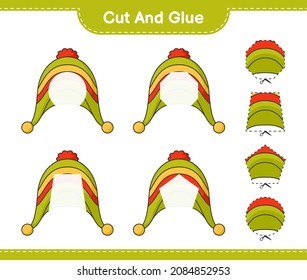 Cut and glue, cut parts of Hat and glue them. Educational children game, printable worksheet, vector illustration
