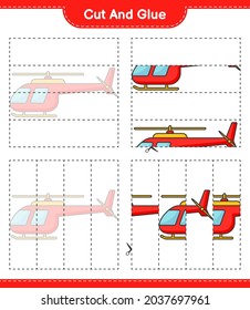 Cut and glue, cut parts of Helicopter and glue them. Educational children game, printable worksheet, vector illustration