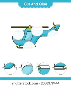 Cut and glue, cut parts of Helicopter and glue them. Educational children game, printable worksheet, vector illustration