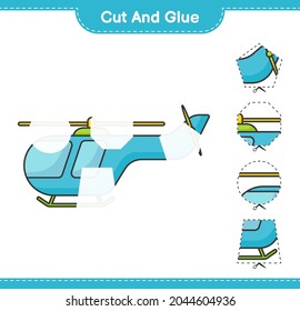 Cut and glue, cut parts of Helicopter and glue them. Educational children game, printable worksheet, vector illustration