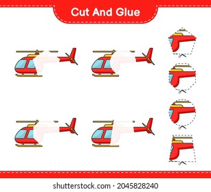 Cut and glue, cut parts of Helicopter and glue them. Educational children game, printable worksheet, vector illustration
