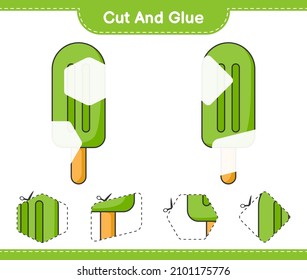 Cut and glue, cut parts of Ice Cream and glue them. Educational children game, printable worksheet, vector illustration