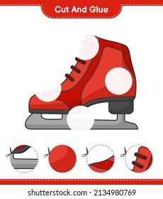 Cut and glue, cut parts of Ice Skates and glue them. Educational children game, printable worksheet, vector illustration
