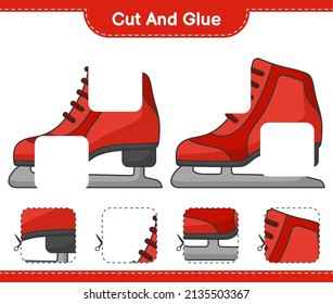 Cut and glue, cut parts of Ice Skates and glue them. Educational children game, printable worksheet, vector illustration
