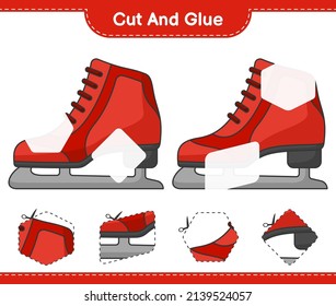 Cut and glue, cut parts of Ice Skates and glue them. Educational children game, printable worksheet, vector illustration