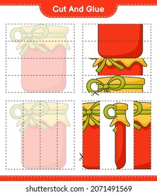 Cut and glue, cut parts of Jam and glue them. Educational children game, printable worksheet, vector illustration