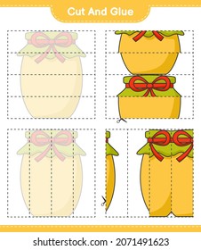 Cut and glue, cut parts of Jam and glue them. Educational children game, printable worksheet, vector illustration