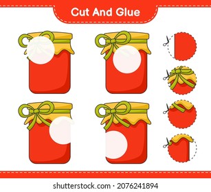 Cut and glue, cut parts of Jam and glue them. Educational children game, printable worksheet, vector illustration