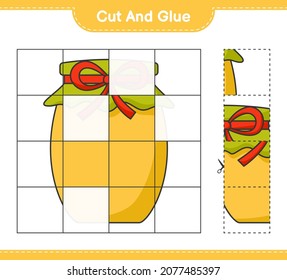 Cut and glue, cut parts of Jam and glue them. Educational children game, printable worksheet, vector illustration