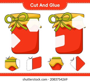 Cut and glue, cut parts of Jam and glue them. Educational children game, printable worksheet, vector illustration