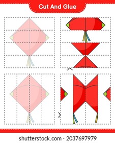 Cut and glue, cut parts of Kite and glue them. Educational children game, printable worksheet, vector illustration