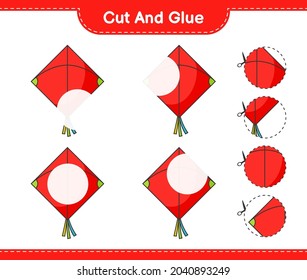 Cut and glue, cut parts of Kite and glue them. Educational children game, printable worksheet, vector illustration