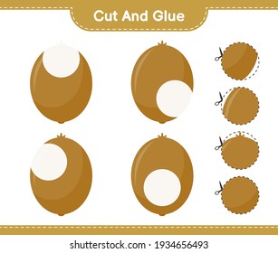 Cut and glue, cut parts of Kiwi and glue them. Educational children game, printable worksheet, vector illustration