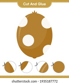 Cut and glue, cut parts of Kiwi and glue them. Educational children game, printable worksheet, vector illustration