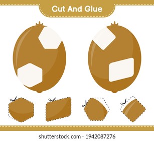 Cut and glue, cut parts of Kiwi and glue them. Educational children game, printable worksheet, vector illustration