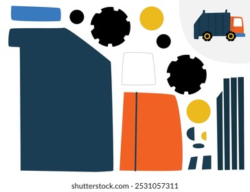 cut and glue parts of a large car. Children's educational game. flat vector illustration, eps10