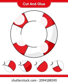 Cut and glue, cut parts of Lifebuoy and glue them. Educational children game, printable worksheet, vector illustration