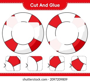 Cut and glue, cut parts of Lifebuoy and glue them. Educational children game, printable worksheet, vector illustration