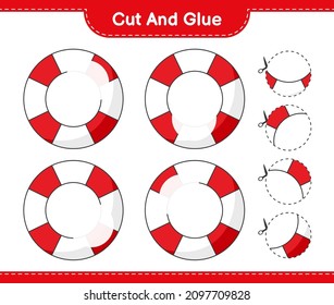 Cut and glue, cut parts of Lifebuoy and glue them. Educational children game, printable worksheet, vector illustration