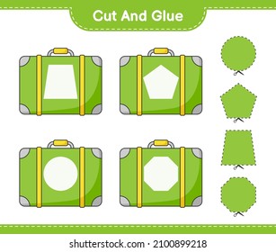 Cut and glue, cut parts of Luggage and glue them. Educational children game, printable worksheet, vector illustration