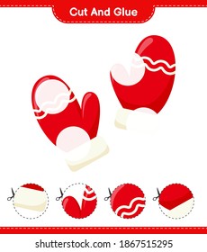 Cut and glue, cut parts of Mittens and glue them. Educational children game, printable worksheet, vector illustration