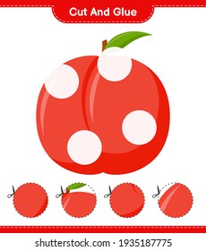 Cut and glue, cut parts of Nectarine and glue them. Educational children game, printable worksheet, vector illustration