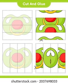 Cut and glue, cut parts of Pacifier and glue them. Educational children game, printable worksheet, vector illustration