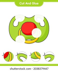 Cut and glue, cut parts of Pacifier and glue them. Educational children game, printable worksheet, vector illustration
