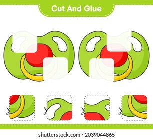 Cut and glue, cut parts of Pacifier and glue them. Educational children game, printable worksheet, vector illustration