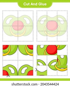 Cut and glue, cut parts of Pacifier and glue them. Educational children game, printable worksheet, vector illustration