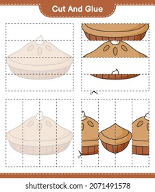 Cut and glue, cut parts of Pie and glue them. Educational children game, printable worksheet, vector illustration