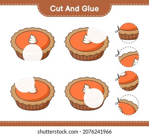 Cut and glue, cut parts of Pie and glue them. Educational children game, printable worksheet, vector illustration