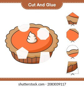Cut and glue, cut parts of Pie and glue them. Educational children game, printable worksheet, vector illustration