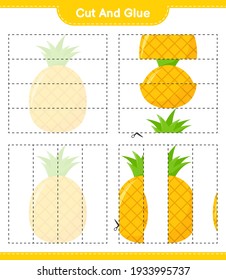 Cut and glue, cut parts of Pineapple and glue them. Educational children game, printable worksheet, vector illustration