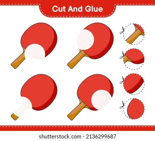 Cut and glue, cut parts of Ping Pong Racket and glue them. Educational children game, printable worksheet, vector illustration