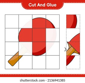 Cut and glue, cut parts of Ping Pong Racket and glue them. Educational children game, printable worksheet, vector illustration