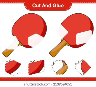 Cut and glue, cut parts of Ping Pong Racket and glue them. Educational children game, printable worksheet, vector illustration