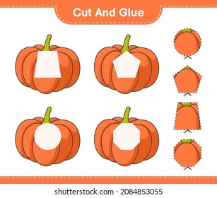 Cut and glue, cut parts of Pumpkin and glue them. Educational children game, printable worksheet, vector illustration