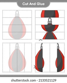 Cut and glue, cut parts of Punching Bag and glue them. Educational children game, printable worksheet, vector illustration