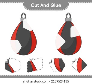Cut and glue, cut parts of Punching Bag and glue them. Educational children game, printable worksheet, vector illustration
