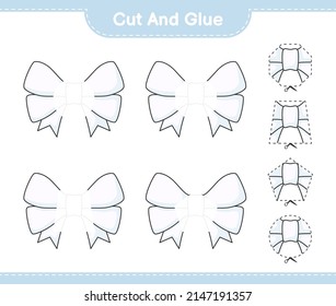 Cut and glue, cut parts of Ribbon and glue them. Educational children game, printable worksheet, vector illustration